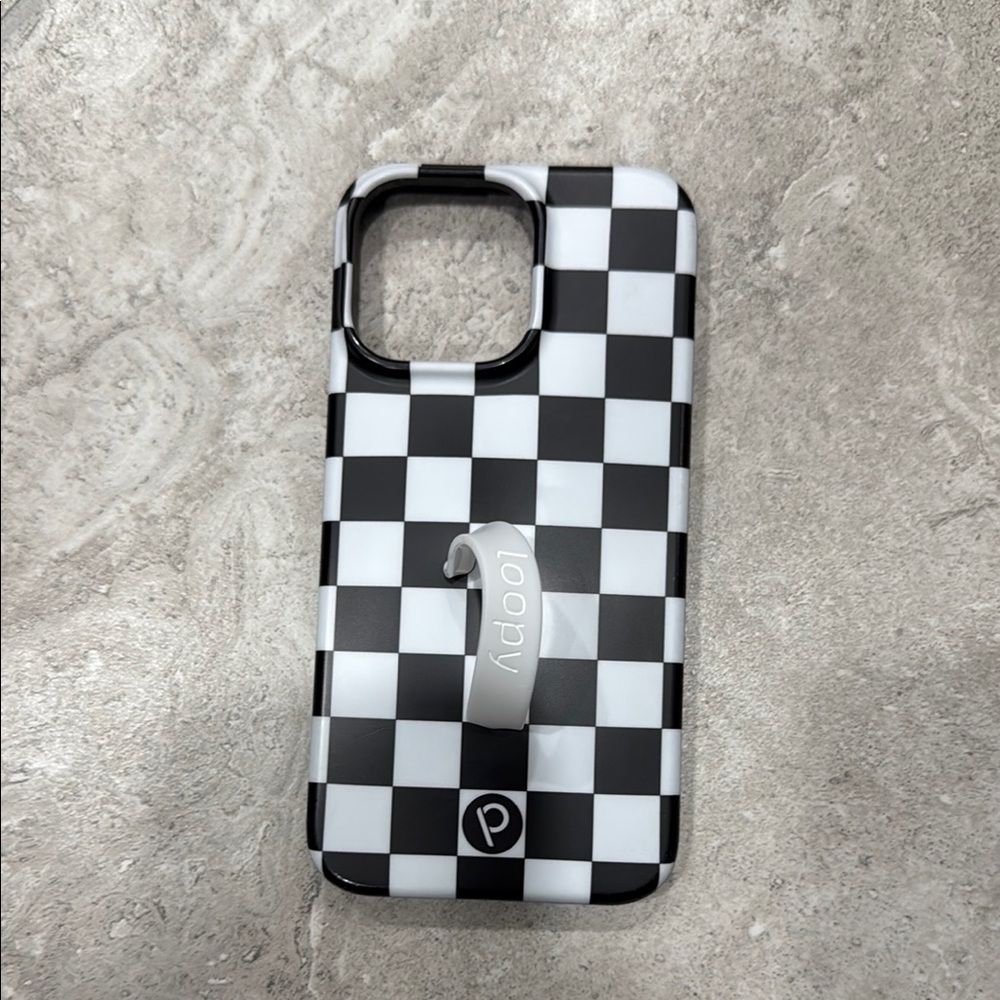 Loopy Black & White Checkered Phone Case iPhone 14 pro max